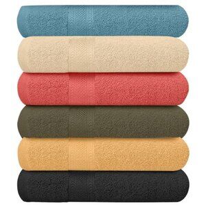 Linen Terry Bath Towel 100% Cotton Towels & Washcloths, Multicolor,